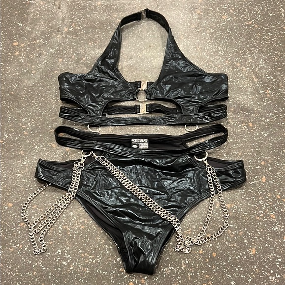 Killstar Black Bikini with Silver Chains - Picture 1 of 5